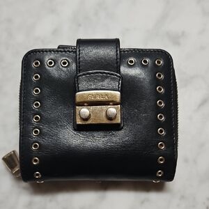 Furla Black Wallet with Gold Hardware
